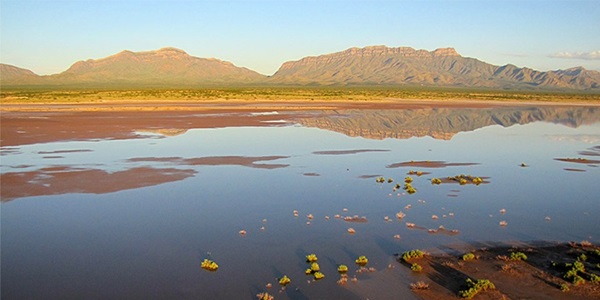 Lake Lucero is a playa in the Tularosa Basin, part of White Sands National Park in New Mexico, USA.