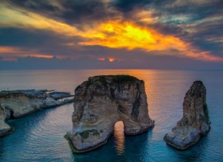 Pigeon Rock: Lebanon’s Twin Natural Wonders That Stun Visitors The Pigeon Rock, also called the Rock of Raouché, is a natural landmark made up of two rock formations off the coast of Raouché.